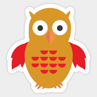 Yellow & Red Owl Sticker